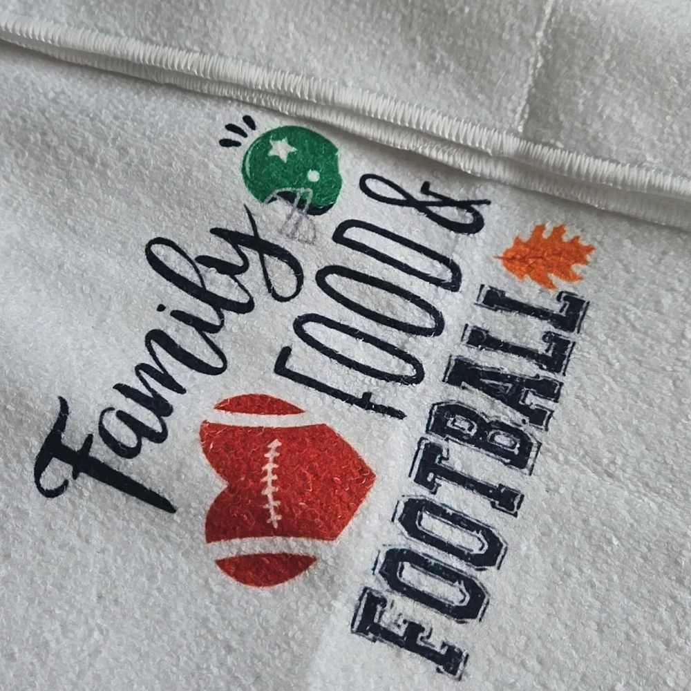 Soft kitchen dish towel hand towel duo football set. Kitchen bath giftable